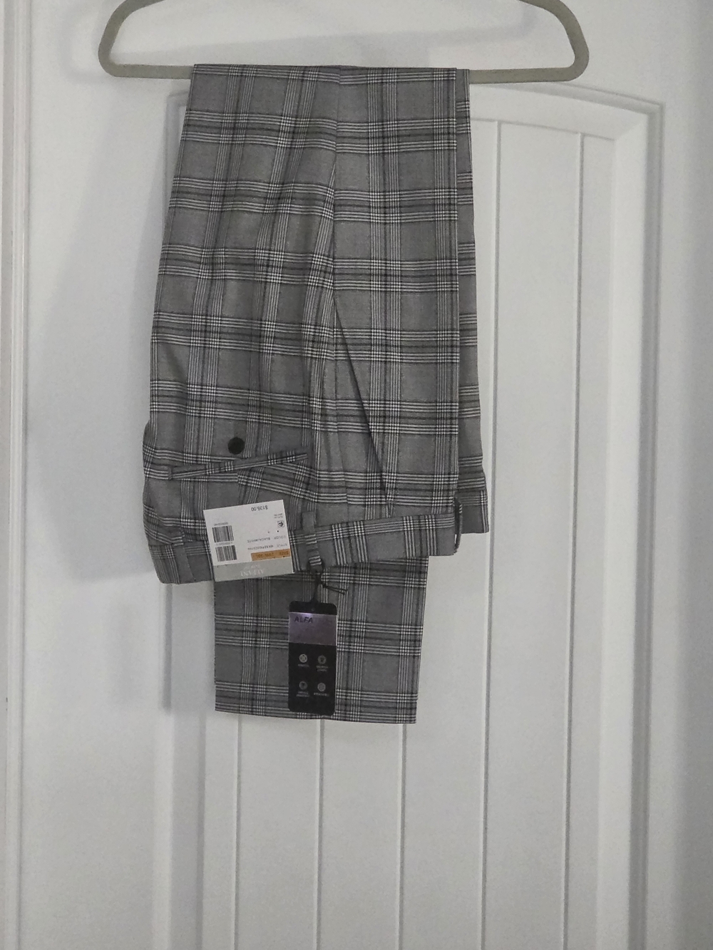Men's Alfani Slim FitnPlaid Smart-Casual Pants - Gray W29 L30